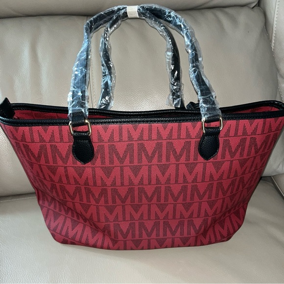 New 4pc MKF COLLECTION MODERN TOTE HANDBAG SET Marimar M Signature Mia K Red/Bl - Picture 6 of 15